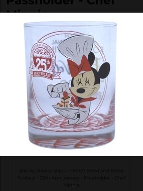 Disney Rocks Glass - EPCOT Food and Wine Festival - 25th Anniversary - Passholde
